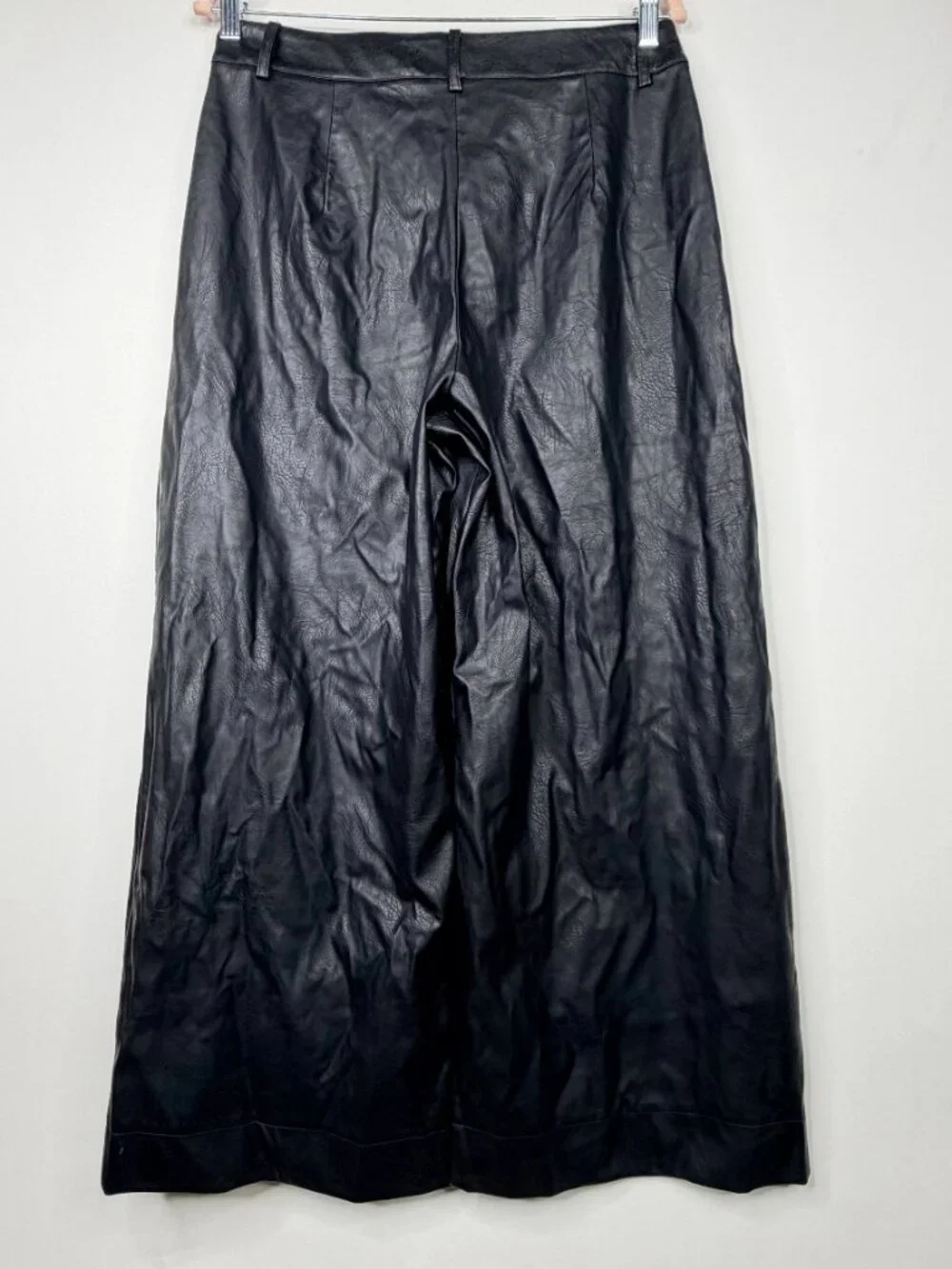 Lucky Brand Faux Leather Wide-Leg Trouser High Rise Coated Black 10 #A3832